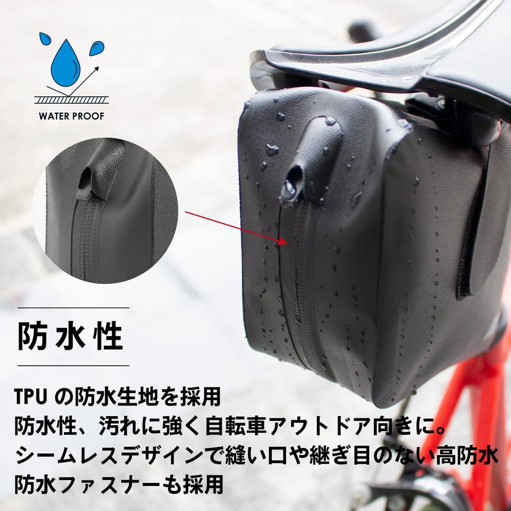GORIX Waterproof Saddle Bag for Bicycles and Road Bikes Jet Black Seamless Saddle Bag Waterproof Sturdy and Durable Lightweight Small Item Storage