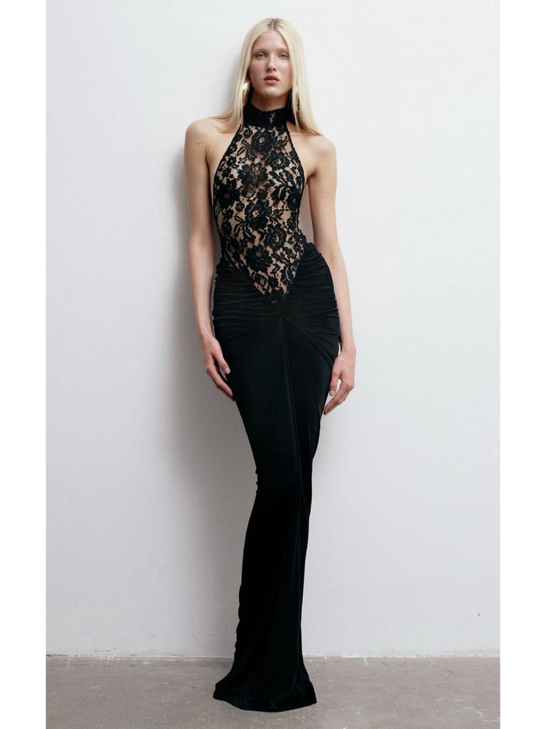 Elegant Black Hollow Out Backless Slim Fit Party Dress