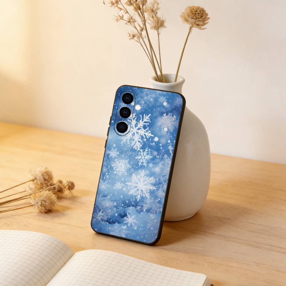 

Beautiful Snowflak Phone Case For Samsung Galaxy A73,A72,A71,A70,A53,A52,A51,Soft Silicone Black Cover Samsung a71 5g