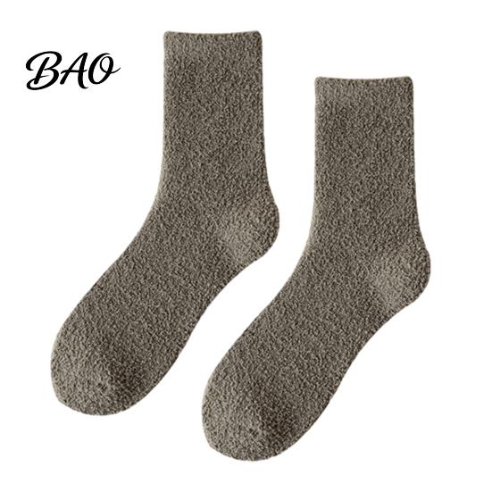 Winter Bed Socks for Cold Feet Coral Fleece Crew Women, Thickened Non-slip Warm Socks, Fuzzy Plush Lining Thermal House Soft Mittens Weather Velvet