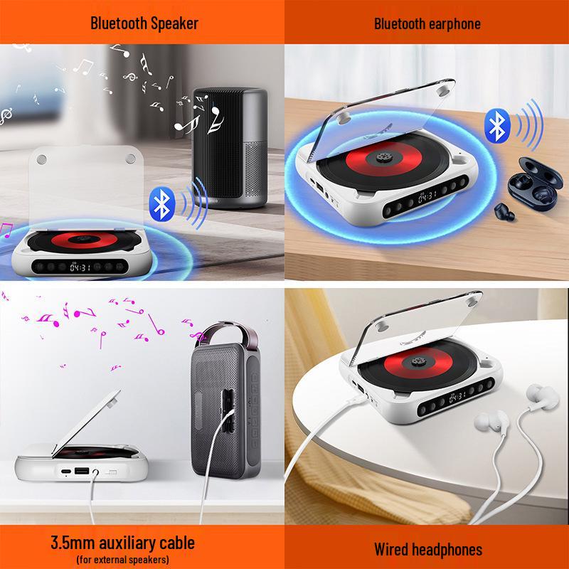 Portable Audiophile-Grade CD Player with Bluetooth Speaker