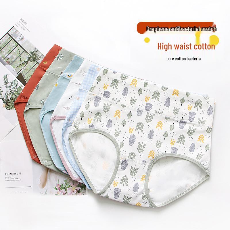 Women's High Waist Tummy Control Cotton Hip Lifting Printed Briefs