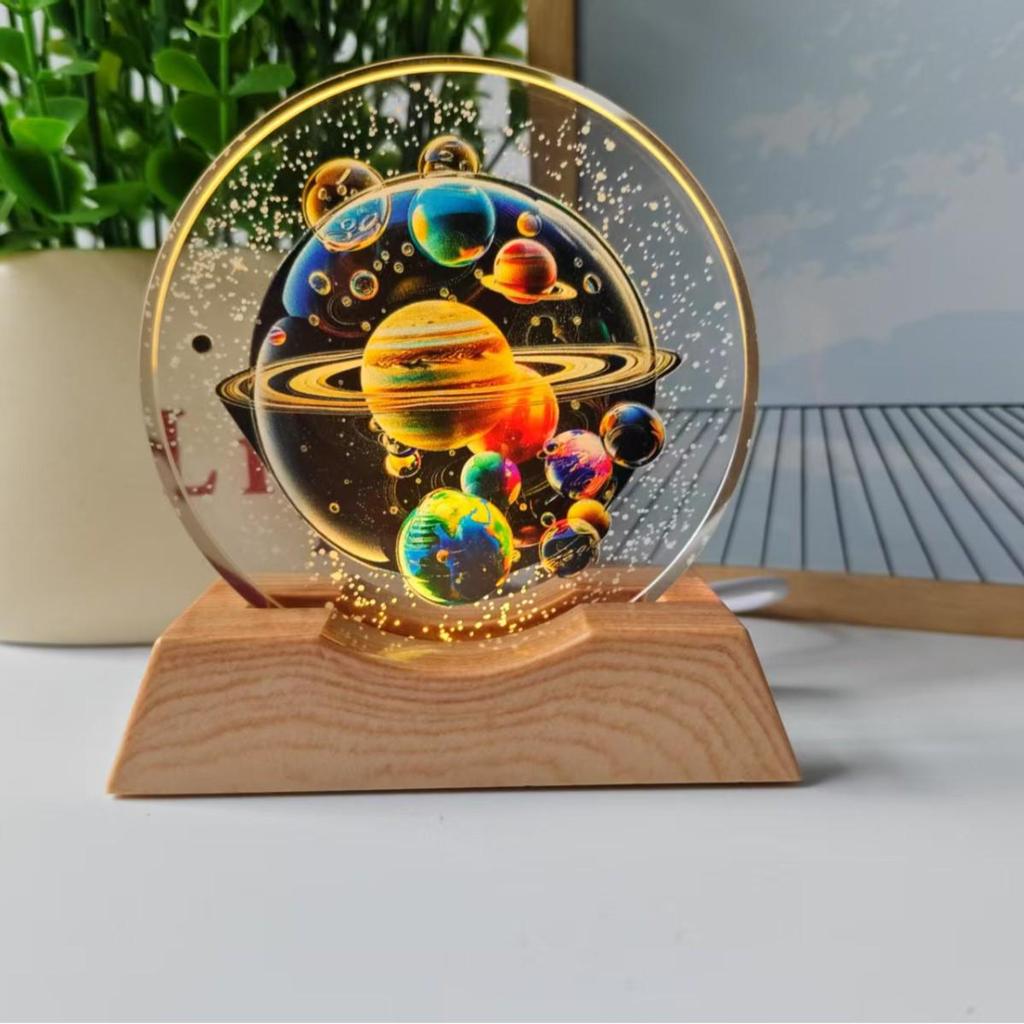 3D Laser-Engraved Galaxy Crystal Ball Night Light Ornament