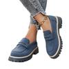 New Women's Casual Single Shoes, Large-sized Casual Thick-soled Round-toe Shoes and Leather Shoes