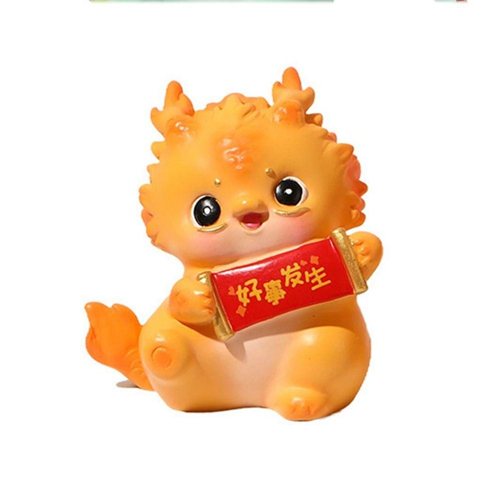 Waterproof Zodiac Dragon Ornaments Dragon Design Resin Dragon Miniatures Wear-resistant Cartoon Dragon Year Lucky Ornaments