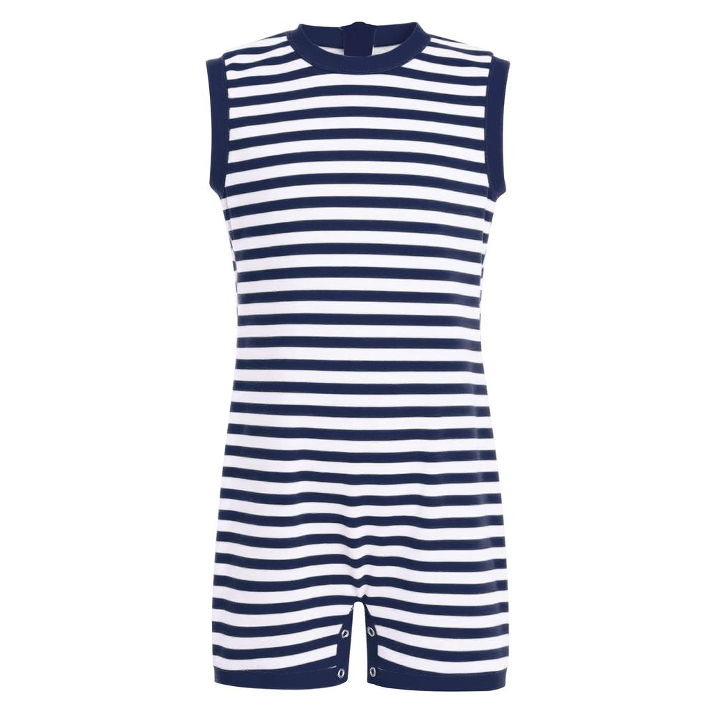 Mono Adaptativo Unisex para Niños con Necesidades Especiales Sin Mangas Cremallera Trasera Invisible Botón a Presión Tira de la Entrepierna Rayado para Vestir Fácilmente