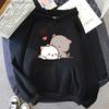 Peach Cat Hoodies Kawaii Clothing Aesthetic Cute Pink Tops Oversized Cartoon Print Sweatshirts Women Warm Streetwear Men