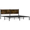 Metal Bed Frame Without Mattress Smoked Oak Finish 160 X 200 Cm