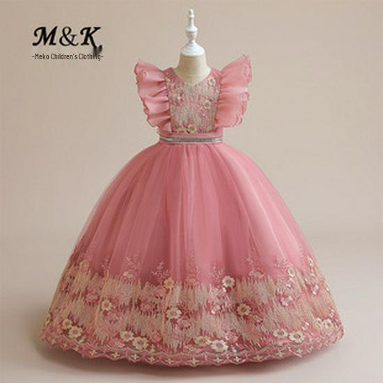 2026 Girls' Formal Mesh Princess Long Dress for Parties and Shows