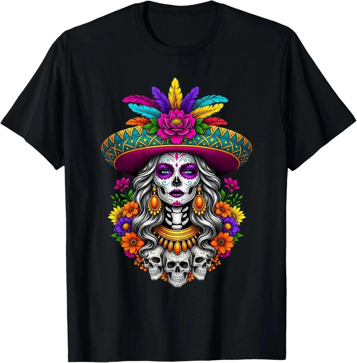 

Dia De Los Muertos Day of The Dead Sugar Skull Unisex T-Shirt S-5XL S разноцветный