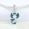 Copper Blue Little Dragon Animal Beads Original Pendants Bracelet Charm Jewelry Party Diy Trendy Gifts