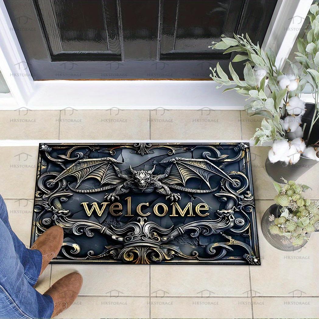 

VIKAMA American Vintage Relief Print Carpet Non Slip Dirt Proof Floor Mat Entrance Bathroom Kitchen Home Decor Rug 40cm x 60cm
