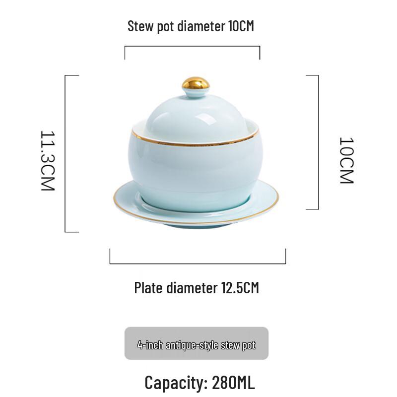 Antique Ceramic Stew Pot with Lid