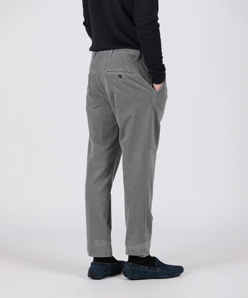PANICALE Grey Classic Single-Pleat Corduroy Pants