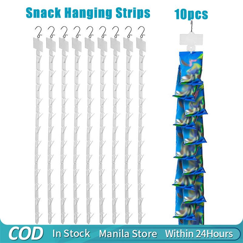 10 Pièces Bandes Suspendues Transparentes en Plastique pour Snacks Universelles Étagère de Supérette Présentoir Alimentaire Cintre Pliable Clip de Magasin Bandes