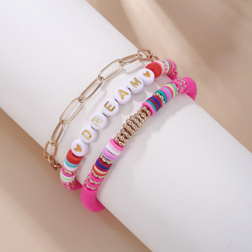 Mixed Color Elastic Soft Pottery Bracelet Love Tai Chi Yin Yang Soft Pottery Bracelet Friendship Couple Stacked Bracelet
