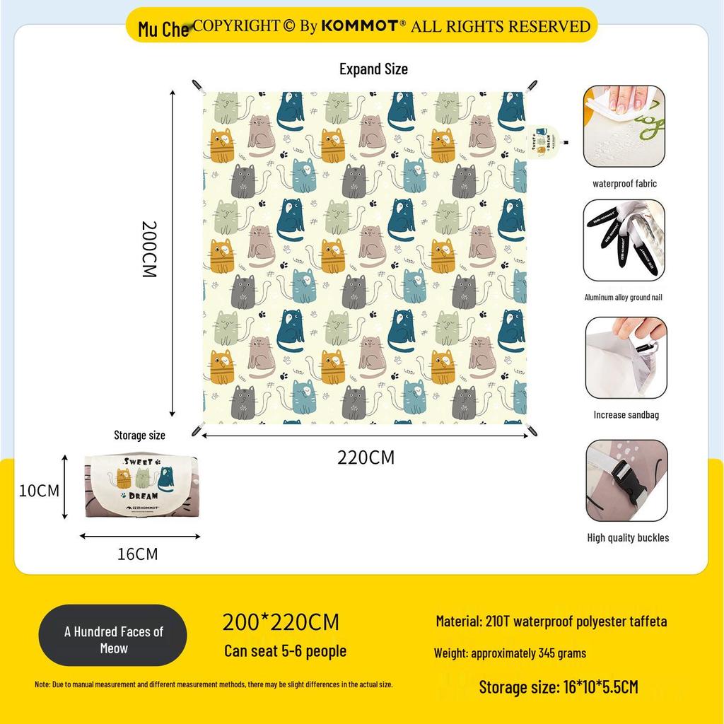 Ultraleichte tragbare wasserdichte Picknickmatte – faltbar und feuchtigkeitsbeständig für Gras und Strand