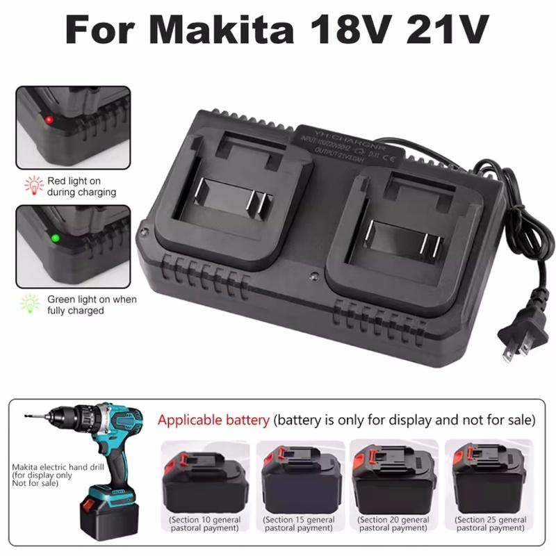 Lithium Battery Dual Charger 2 Ways Power Tool Battery Charger EU/US Plug For Makita 18V 21V Battery BL1415/1815/1830/1850