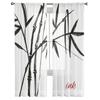 Art Watercolor Bamboo Tulle Curtains For Living Room Decoration Modern Chiffon Sheer Voile Kitchen Curtain