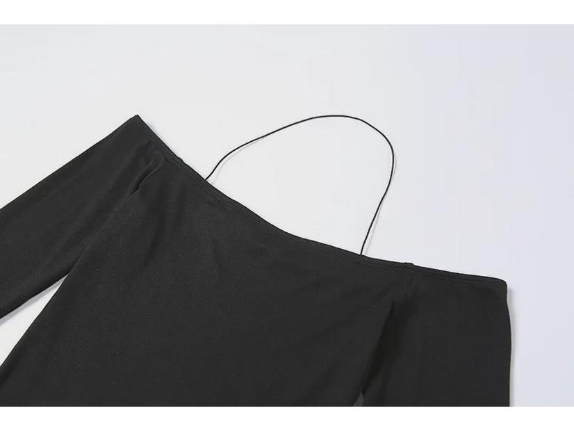 Women's Fashion: 2021 Autumn One-Shoulder Off-the-Shoulder Slim Fit Long-Sleeve Hip-Hugging Dress