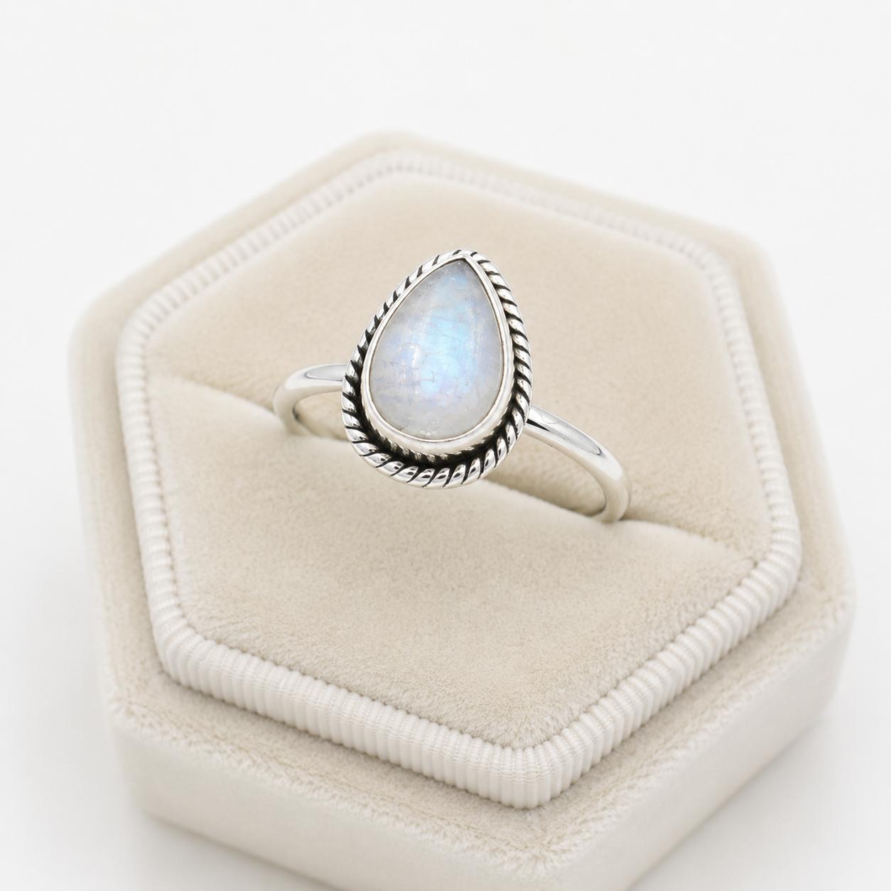 

Rainbow Moonstone Teardrop Ring in 925 Sterling Silver, Handmade Minimalist Gemstone Ring, Boho Moonstone Jewelry 12