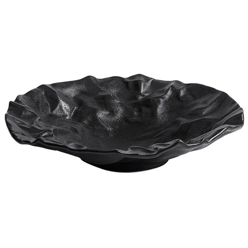 Folding deep plate, dishes, Japanese tableware, western-style salad, household ceramic high-grade tableware.