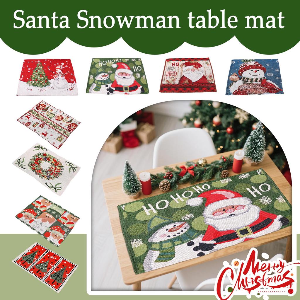 Christmas Decorations Snowman Table Mat Knitted Cloth Insulation Pad