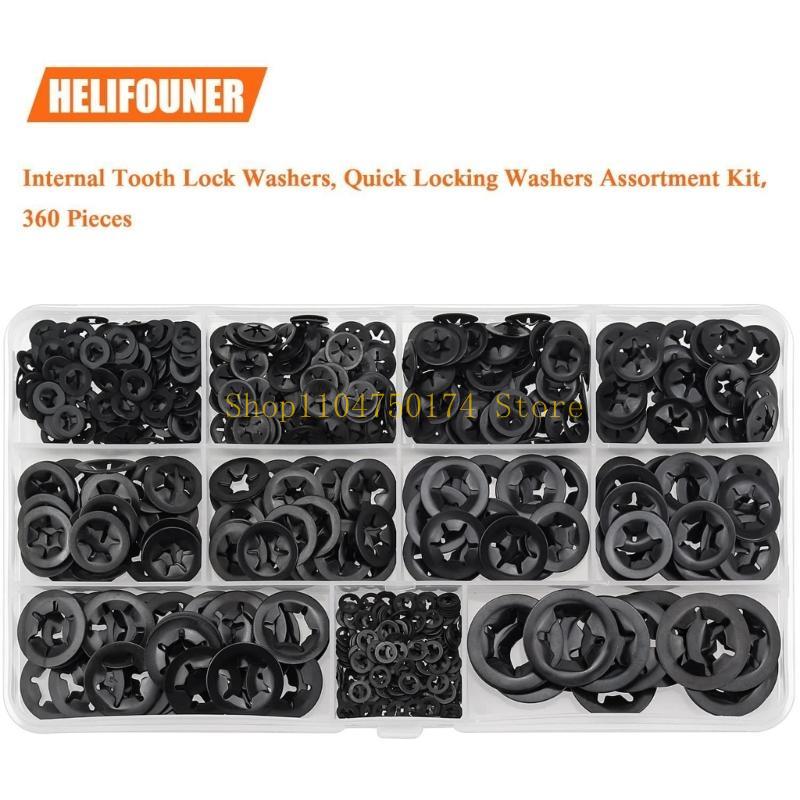 360Pcs 9 Sizes Internal Tooth Star Lock Washers Replacement Quick Speed Locking Washers Retaining Clips Fasteners Top Sale