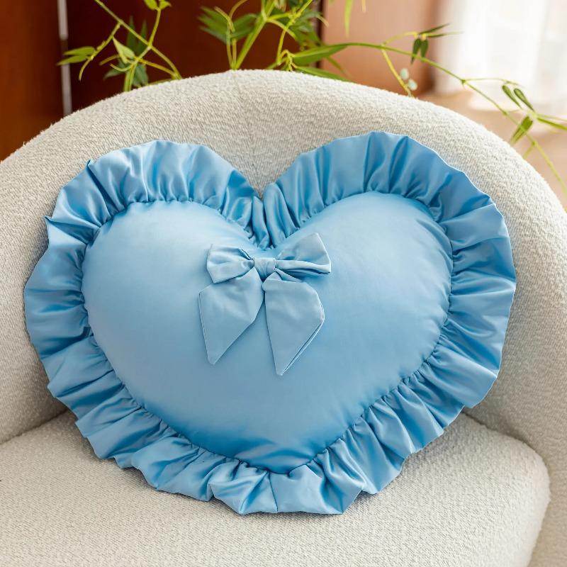 

Solid Color Ruffled Heart Series Wedding Throw Pillow Cover Sofa Bed Waist PU Leather Pillowcase Living Room Bedroom Home Decor 50x50cm
