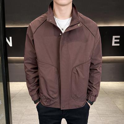 Men'S Jacket Spring And Autumn New Stand-Up Collar Jacket Tooling Top Trendy High-End Flight Jacket