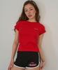 Leuhemia Embroidered Logo Crop T-Shirt_ Red