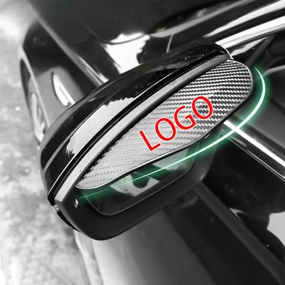 Suporte para logotipo de carro para acessórios de carro com padrão personalizado Para 2 peças Espelho retrovisor de carro Viseira de sobrancelha de chuva Fibra de carbono