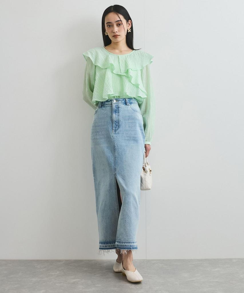 Washable Ruffle Collar Light Green [BIS] Blouse, Women's, (33)