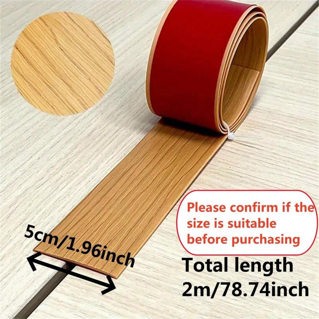 1PC 2m/78.74inch Self-Adhesive Floor Transition Strip,Wood Grain Floor Divider, Laminate Floor Cover with Installation