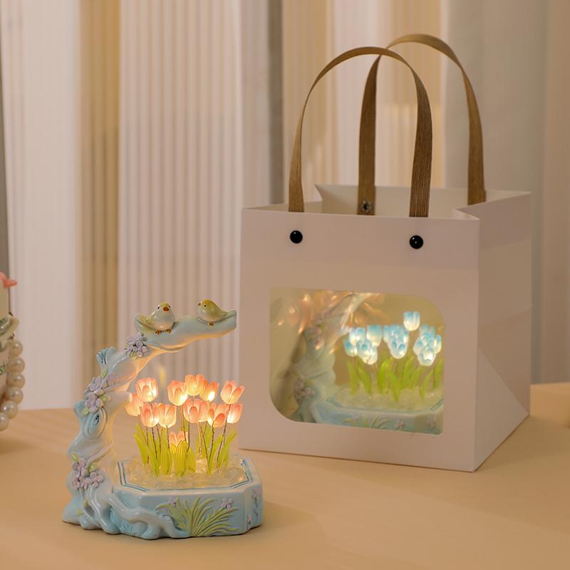 Tulip Night Light DIY Handmade Birthday Gift for Girls & Best Friends – Elegant Qixi Present for Girlfriend