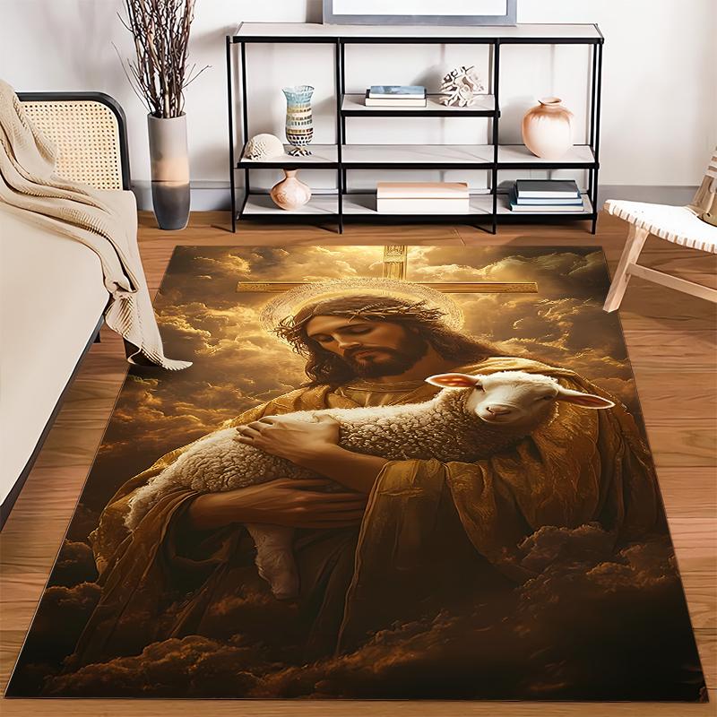 Heavenly Figure with Lamb Rug Non-slip rug suitable for living room and bedroom sofas.