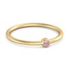 Pink CZ Round Minimalist Bezel Set Women Wedding Ring  - 925 Sterling Silver Gold Vermeil