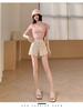 Women's Summer High-Waist Lace Sports Shorts - Casual, Loose, A-line, Wide-Leg, Three-Quarter Pants