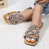 Large Size Flat Slippers Women's Rhinestone Flat Sandals Slippers Women's Tea Explosion