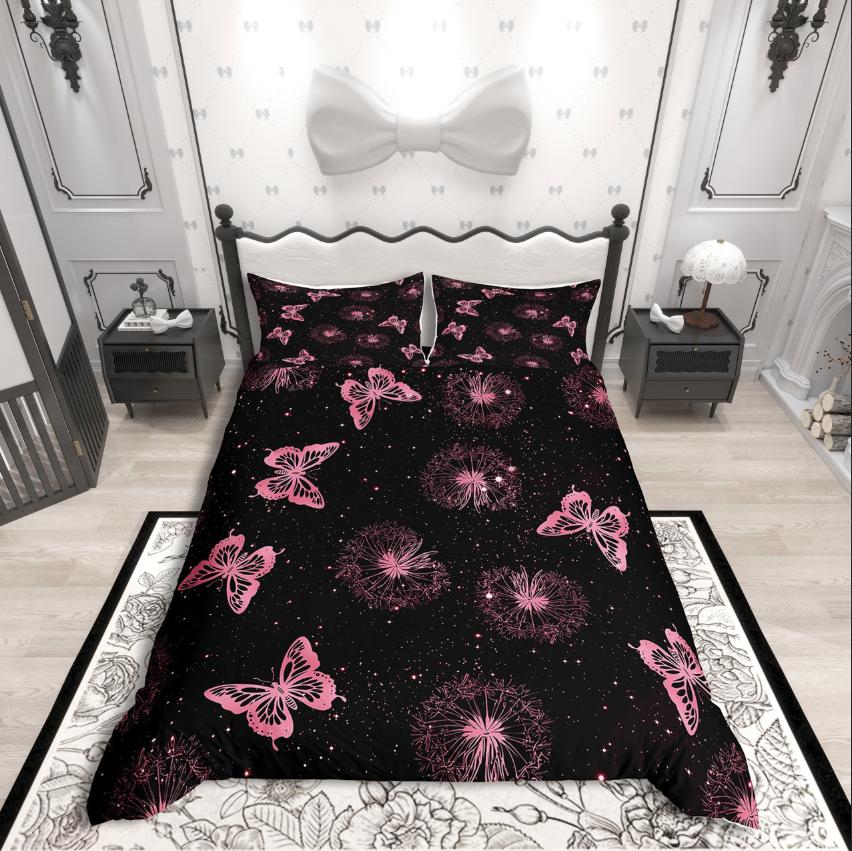 Homewish Flying Butterfly Duvet Cover SetChic Flower For Teens Bedding SetAbstract Gradient Decor