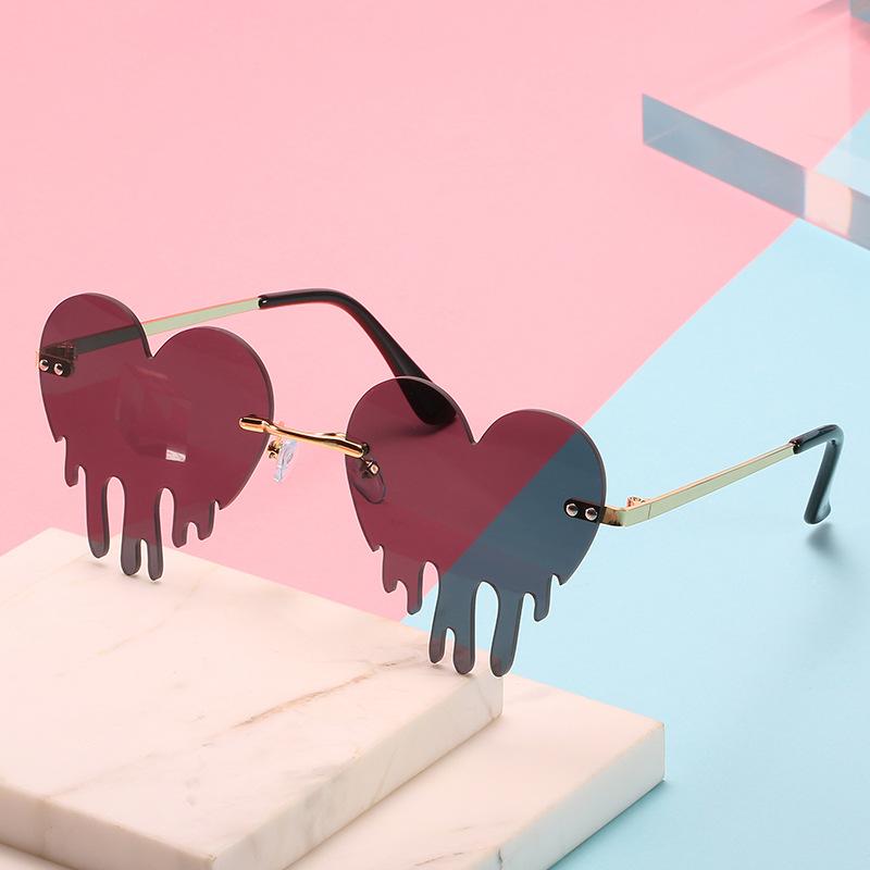 Love Tears Sunglasses Women'S Ball Funny Glasses Personalized Metal Frameless Sunglasses Tide