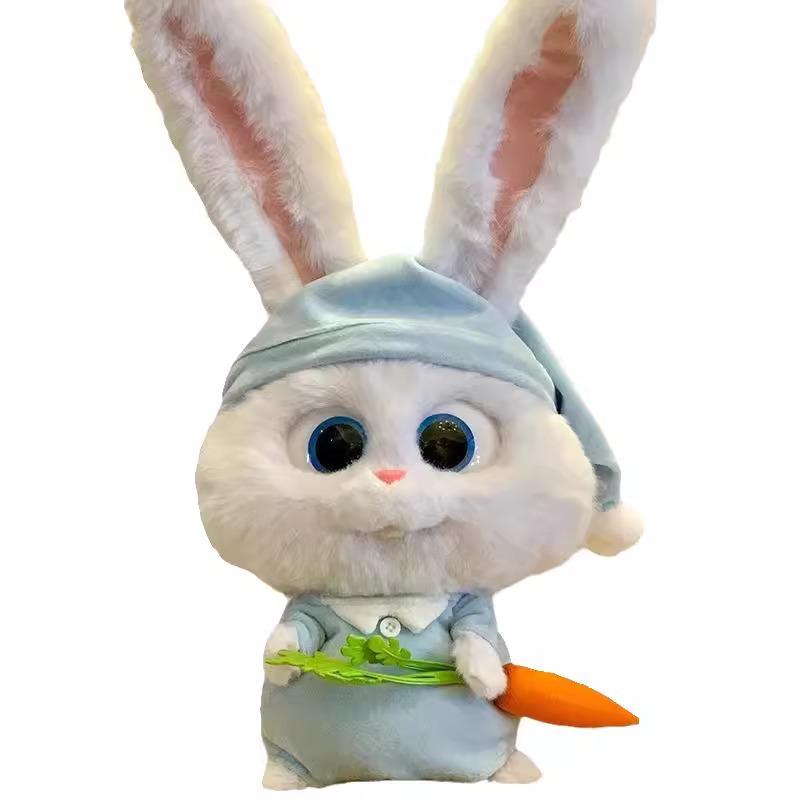 Rabbit Boss Plush Doll - The Secret Life of Pets Big-Eyed White Bunny with Carrot - Stuffed Toy Gift