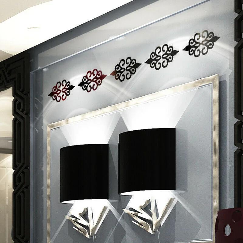 10pcs 3D Mirror Wall Stickers Hollow Reflective Mirror Stickers Acrylic Removable Decals Self Adhesive Art Murals Home Decor