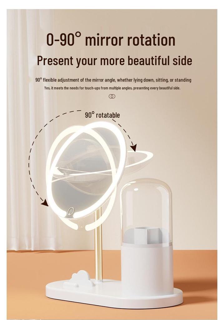 2024 LED Makeup Mirror with Storage - Desktop Vanity Mirror with Fill Light for Students