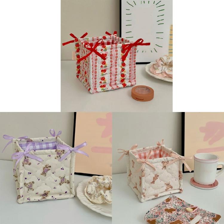 Multipurpose Quilted Fabric Storage Basket Accessory for Desk Organization In Any Room or Offices Space Saving Designs