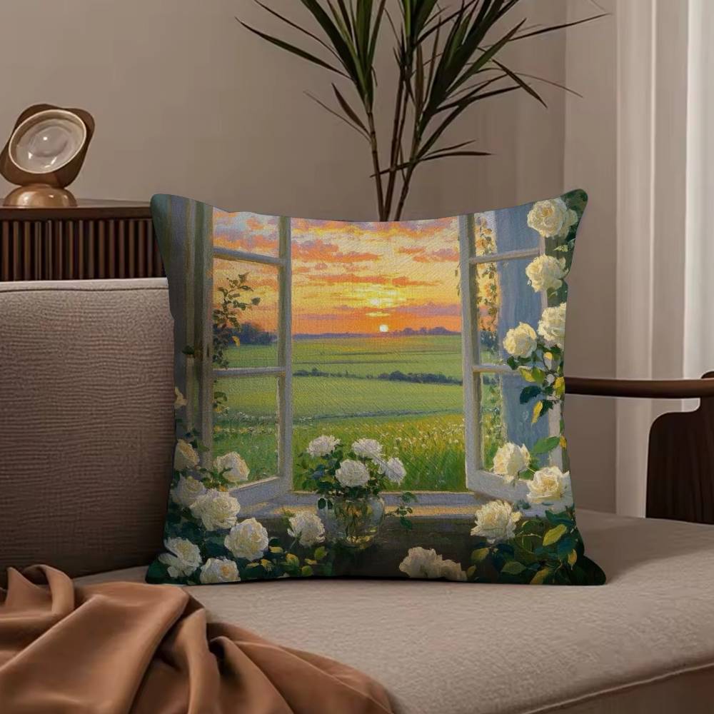 L-Landscape painting style Pillow Case null