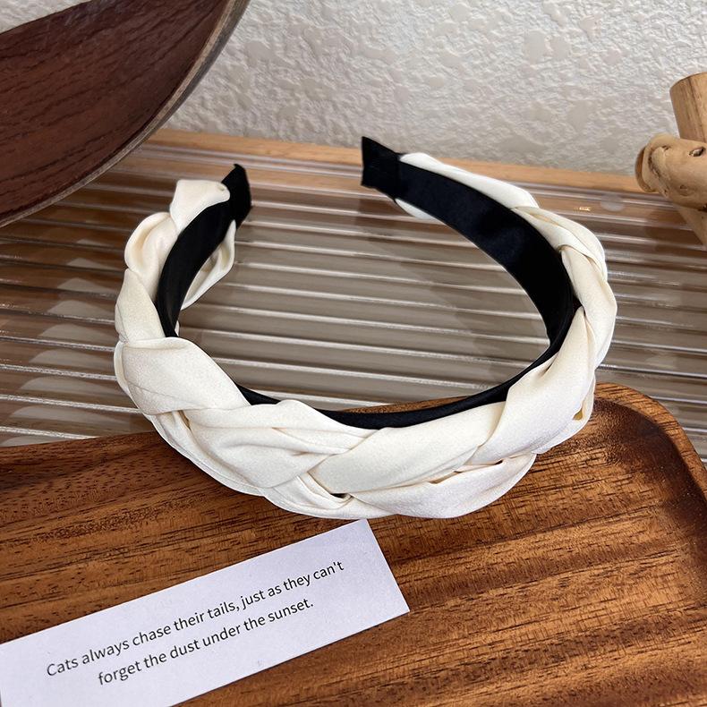 

Винтажная мягкая атласная повязка на голову Махуа однотонная широкая повязка для волос из губки для женщины девушки элегантный обруч для волос модные аксессуары для волос