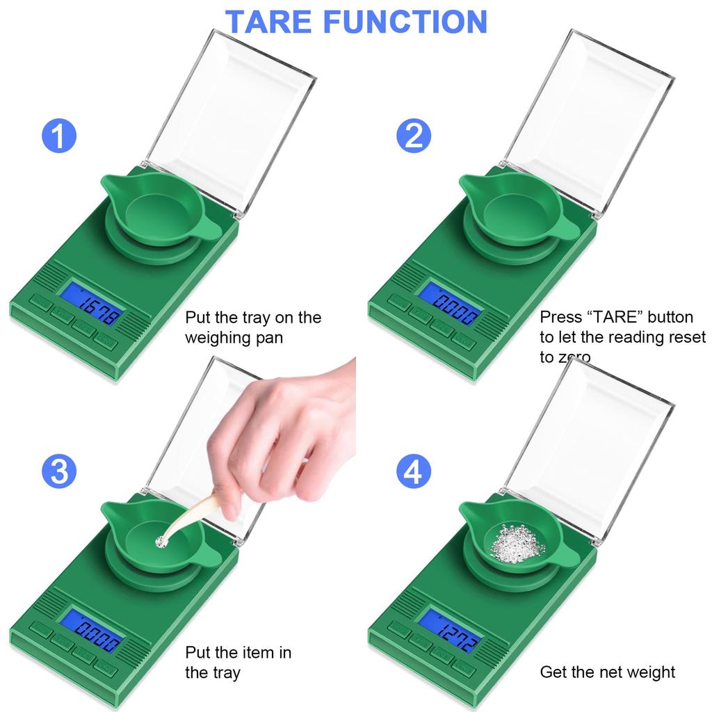 Milligram Scale 50g/ 0.001g, Portable Mg Scale with LCD Backlit, Tare, Digital Jewelry Scale, Microgram Scale Reloading