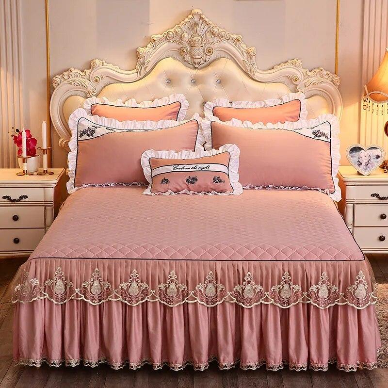 Lace Bed Sheet Sets Home Cute Bed Sheets Queen/King Size Bedspread Cotton Warm Cushion Bed Skirt 1/3 Pcs Bed Sheets