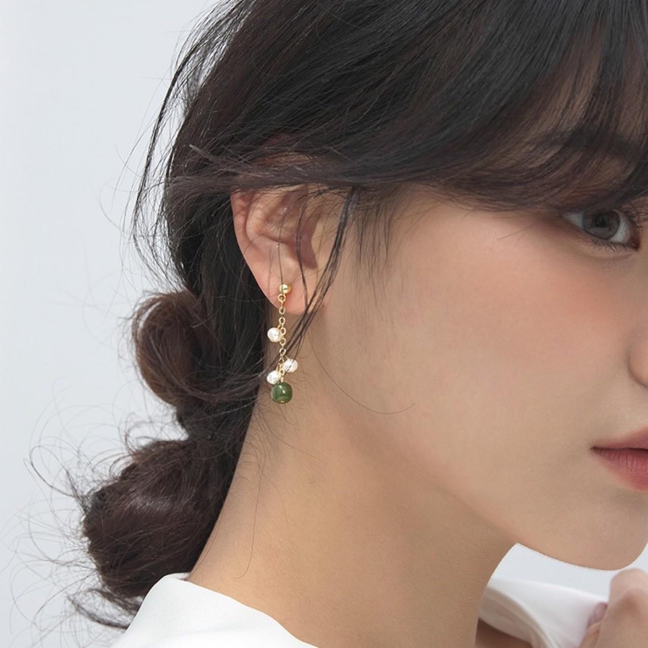 серьги с бахромой из натурального камня серьги с жемчугом пресноводным серьги с нишевым дизайном серьги премиум-стиля